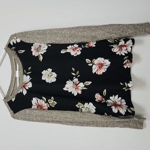 Kaleigh Floral Blouse Black Tan White Red Women's Small